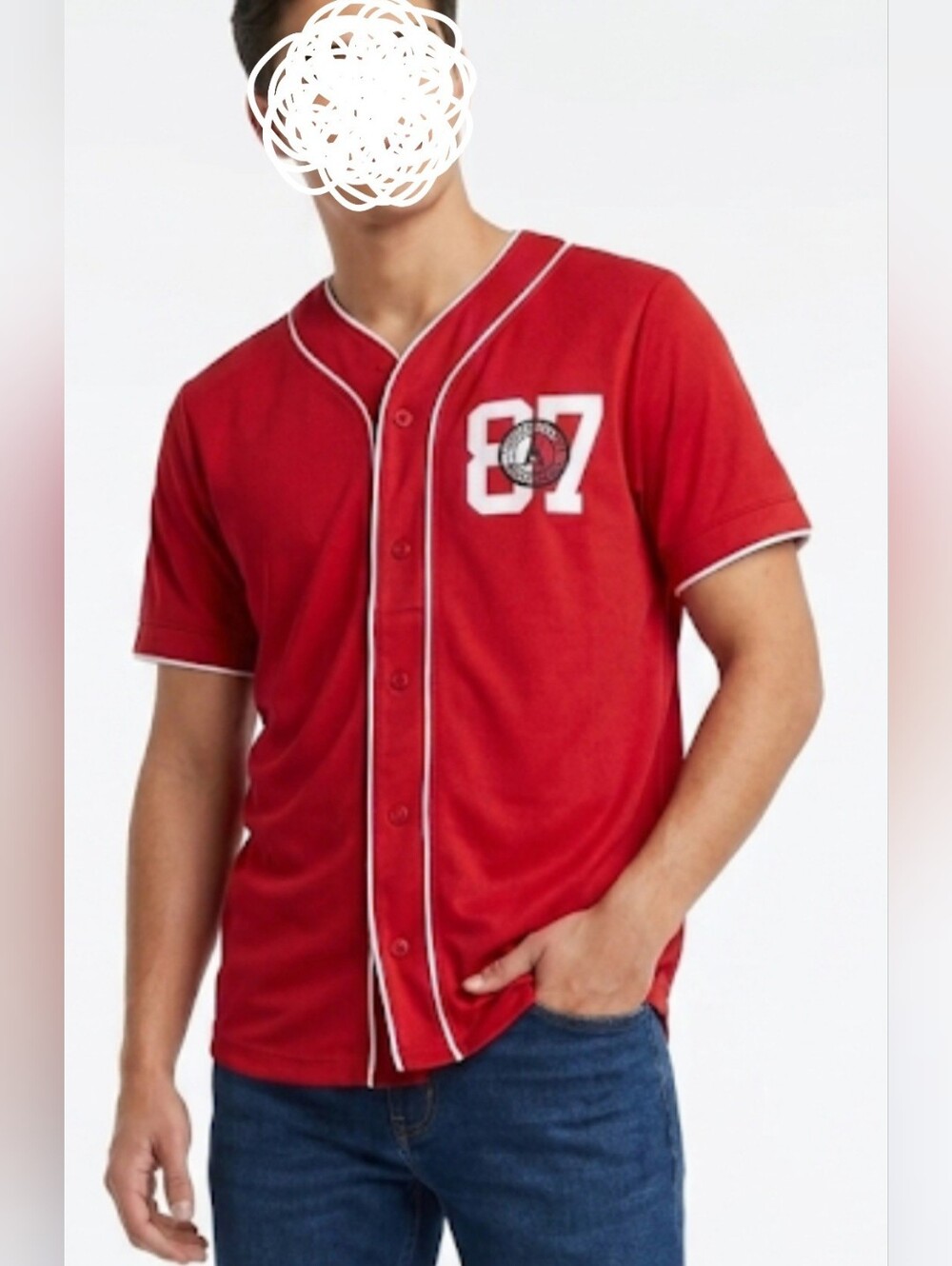Aéropostale Regular Activerwear Jersey For Men Color Red Size M Button 100% Poly